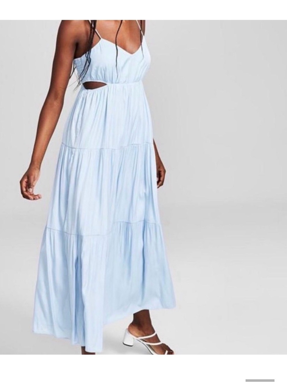 Women's Black Maxi Dress with Spaghetti Straps and Side Cutouts